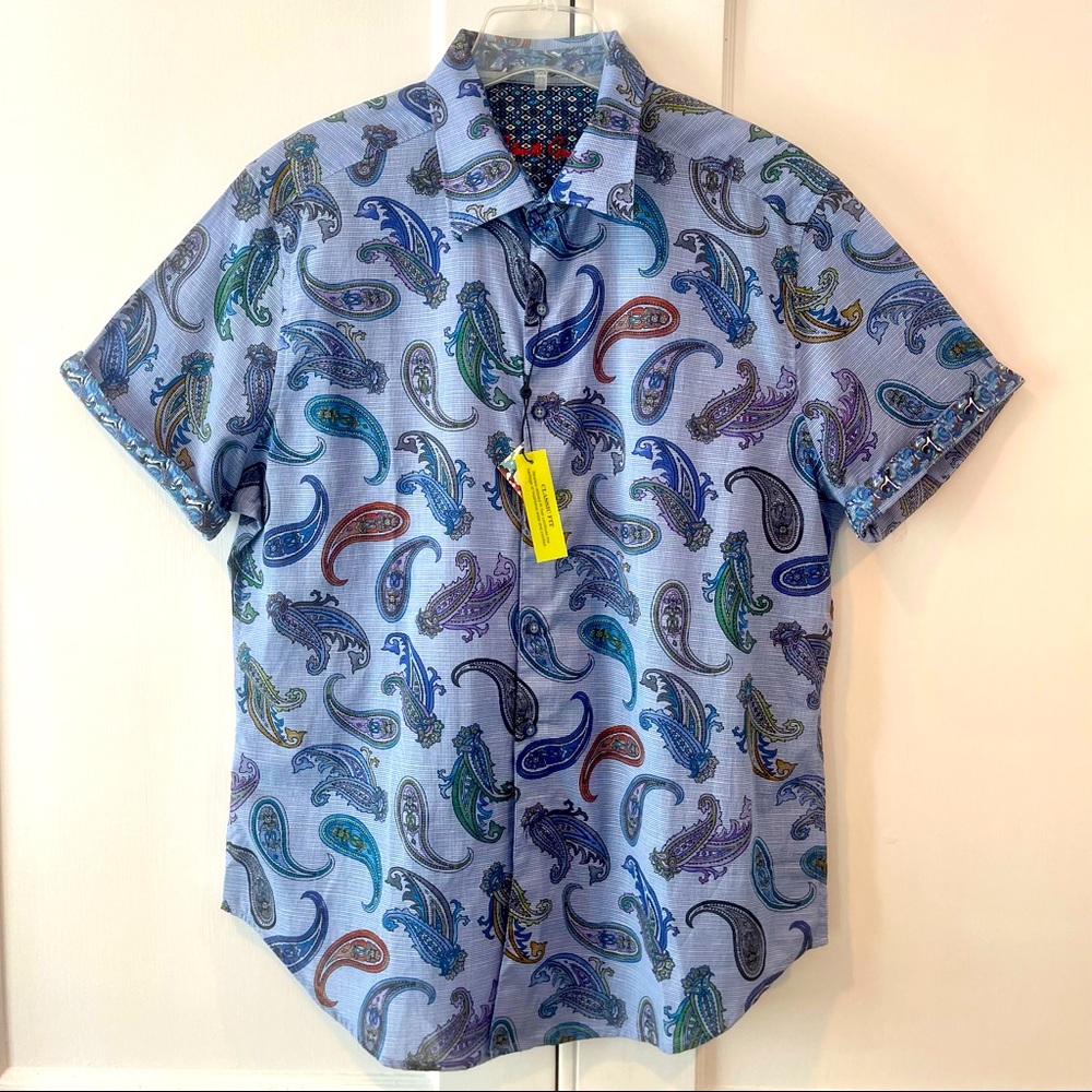 ROBERT GRAHAM ‘NOTRE DAME’ PAISLEY PRINT SHORT-SLEEVE CLASSIC FIT SHIRT - INDIGO - Picture 9 of 15